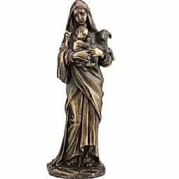 Η Παναγία με τον Ιησού και και το αρνάκι στην αγκαλίά της (Διακοσμητικό Μπρούτζινο Αγαλμα 21cm)